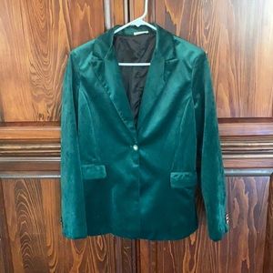 Sunday Up emerald green velvet blazer